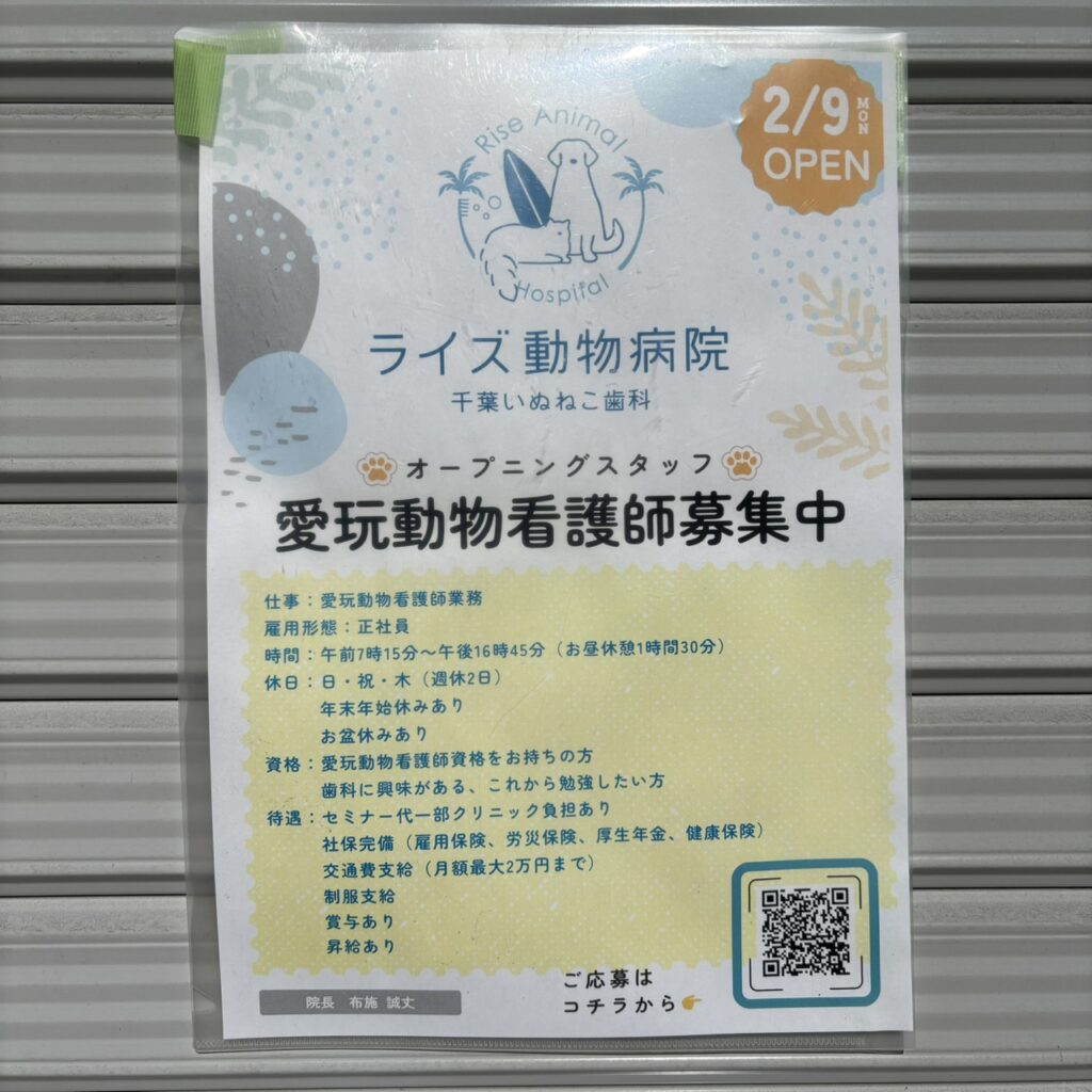 ライズ動物病院 千葉いぬねこ歯科　オープン予定